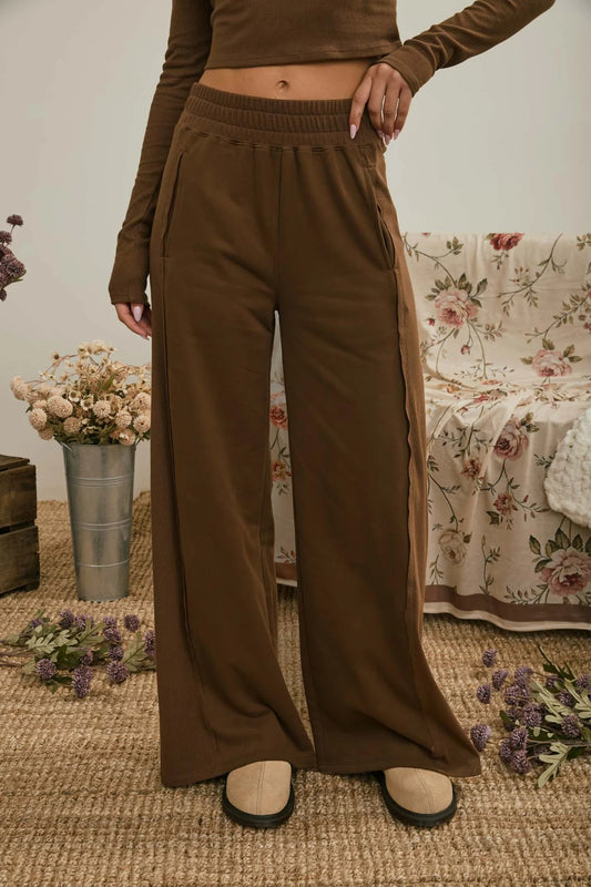 Easy Living Wide Leg Pants - Brown