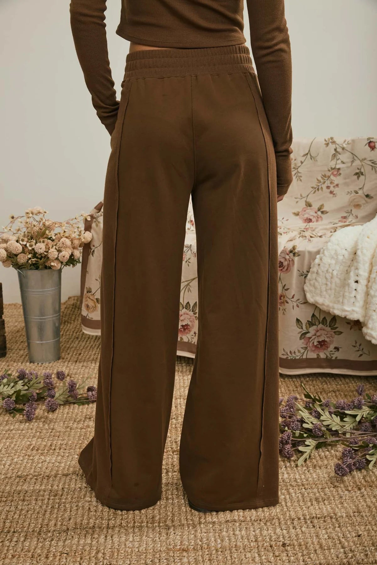 Easy Living Wide Leg Pants - Brown