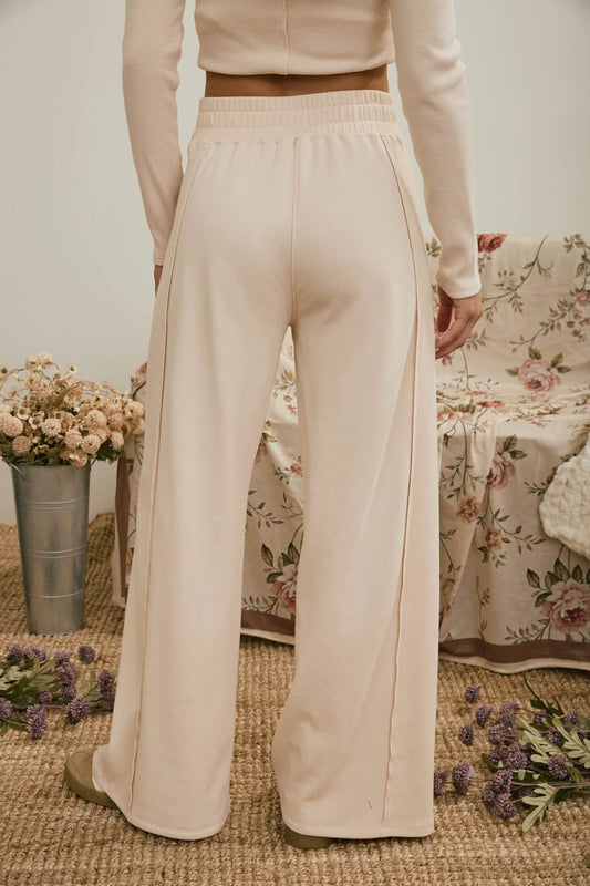 Easy Living Wide Leg Pants - Light Khaki