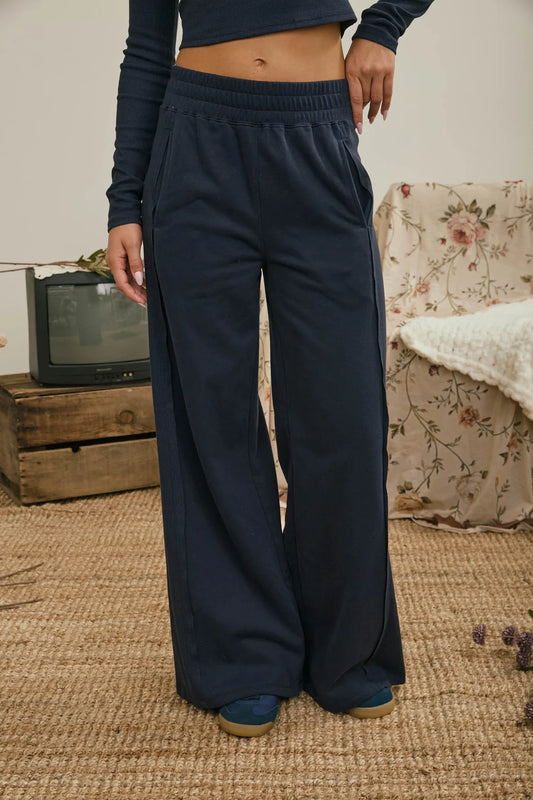 Easy Living Wide Leg Pants - Navy