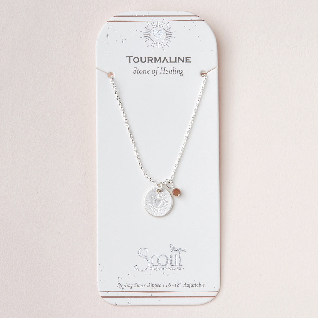 Stone Intention Charm Necklace - Tourmaline/Silver