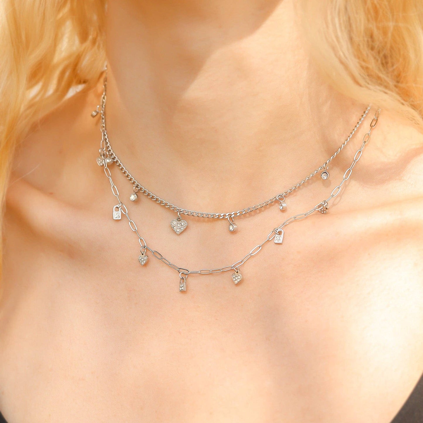 Heart & Lock Charm Necklace