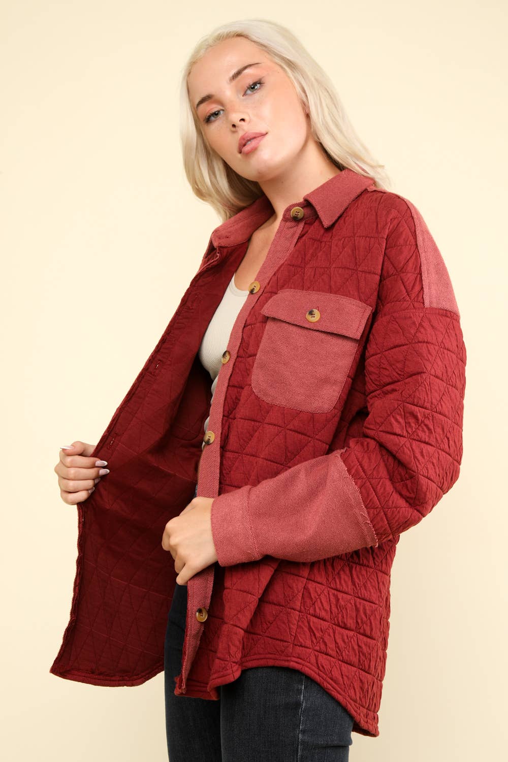 Oversized Quilted Cozy Jacket-Brick