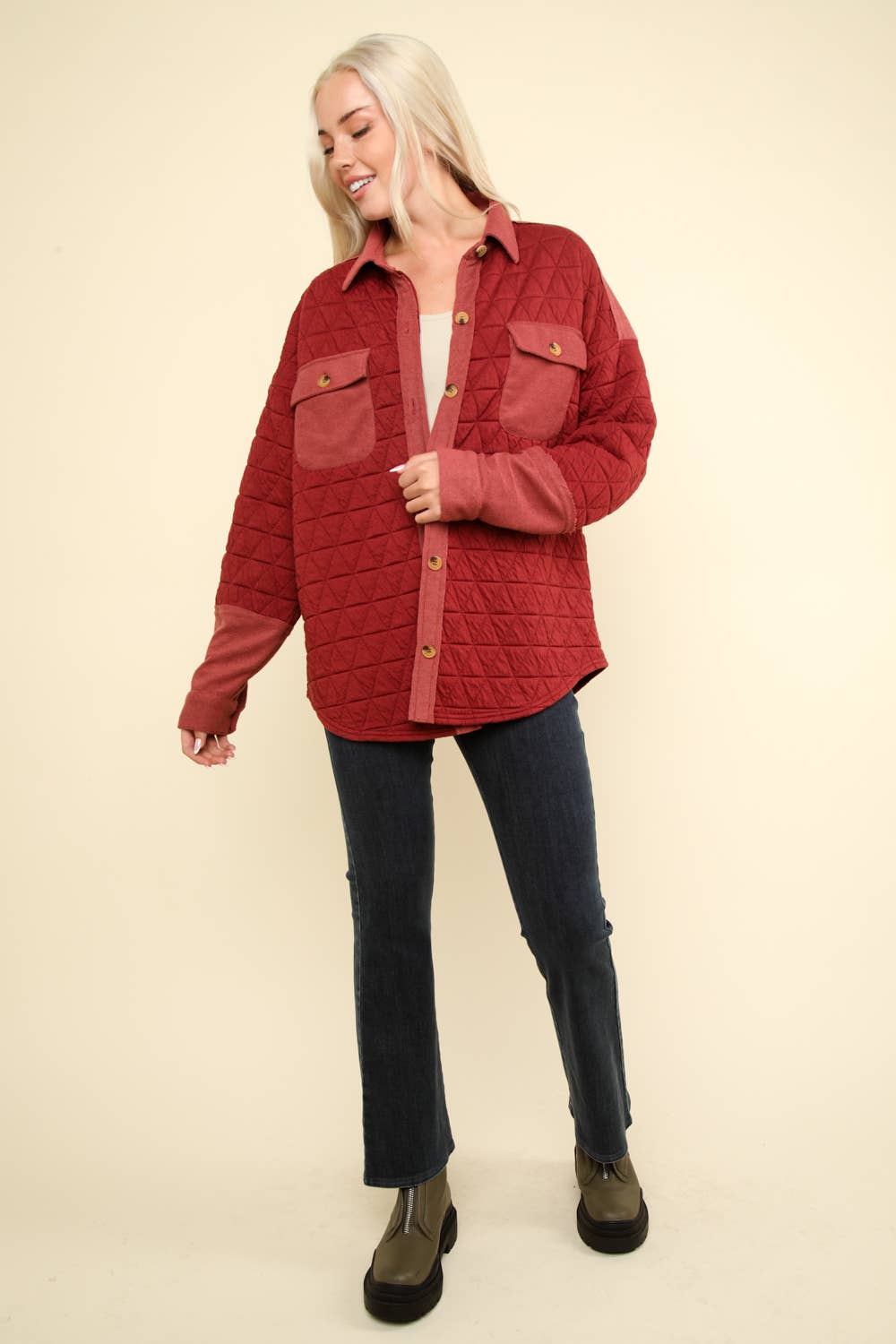 Oversized Quilted Cozy Jacket-Brick