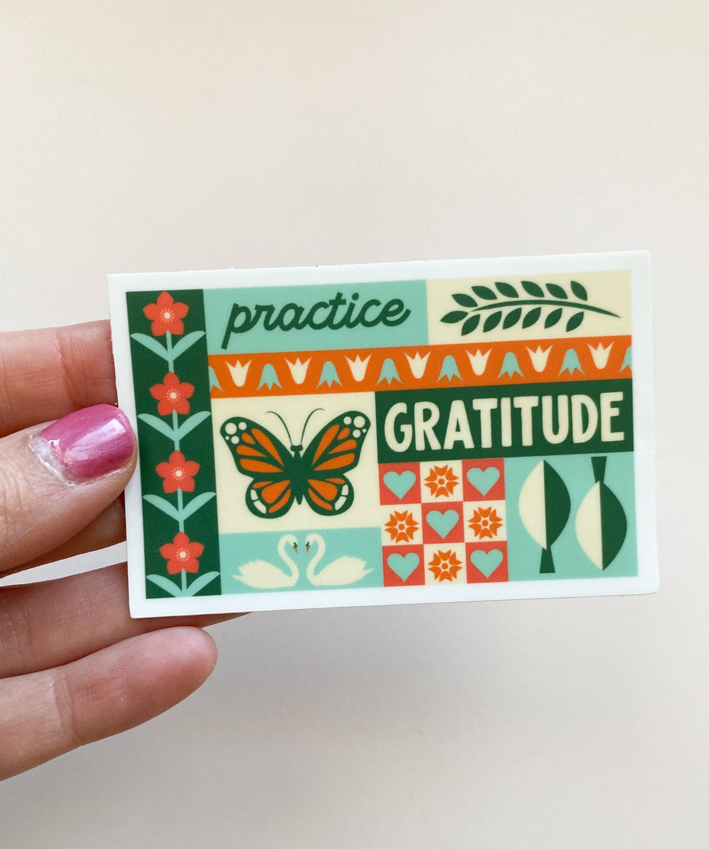 Practice Gratitude Quit Pattern Vinyl  Sticker