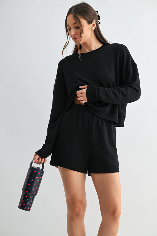 Laguna Dropped Shoulder Sweatshirt: Black