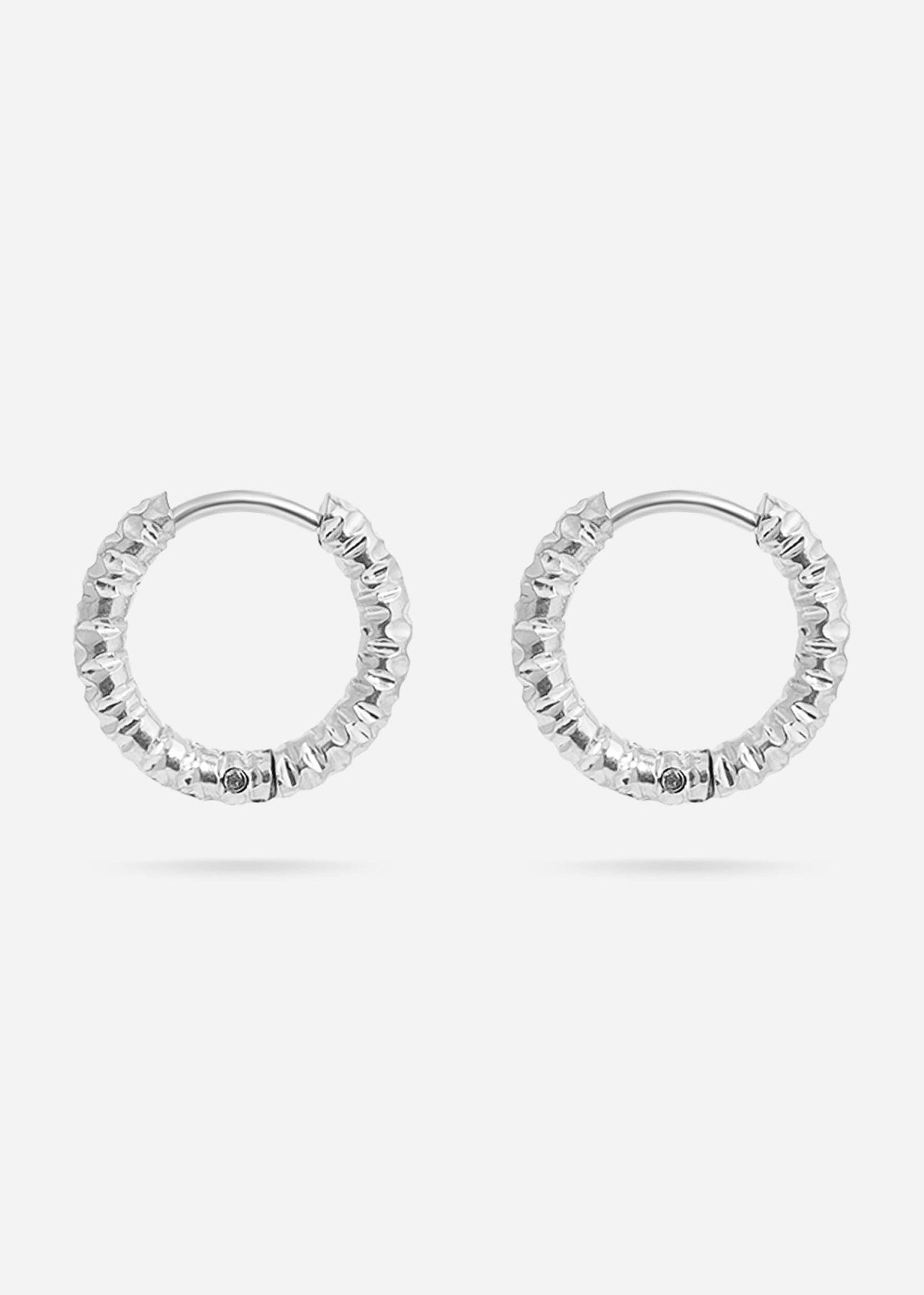 18K Gold PVD Stainless Steel Textured Huggie Hoop Earrings 17mm
