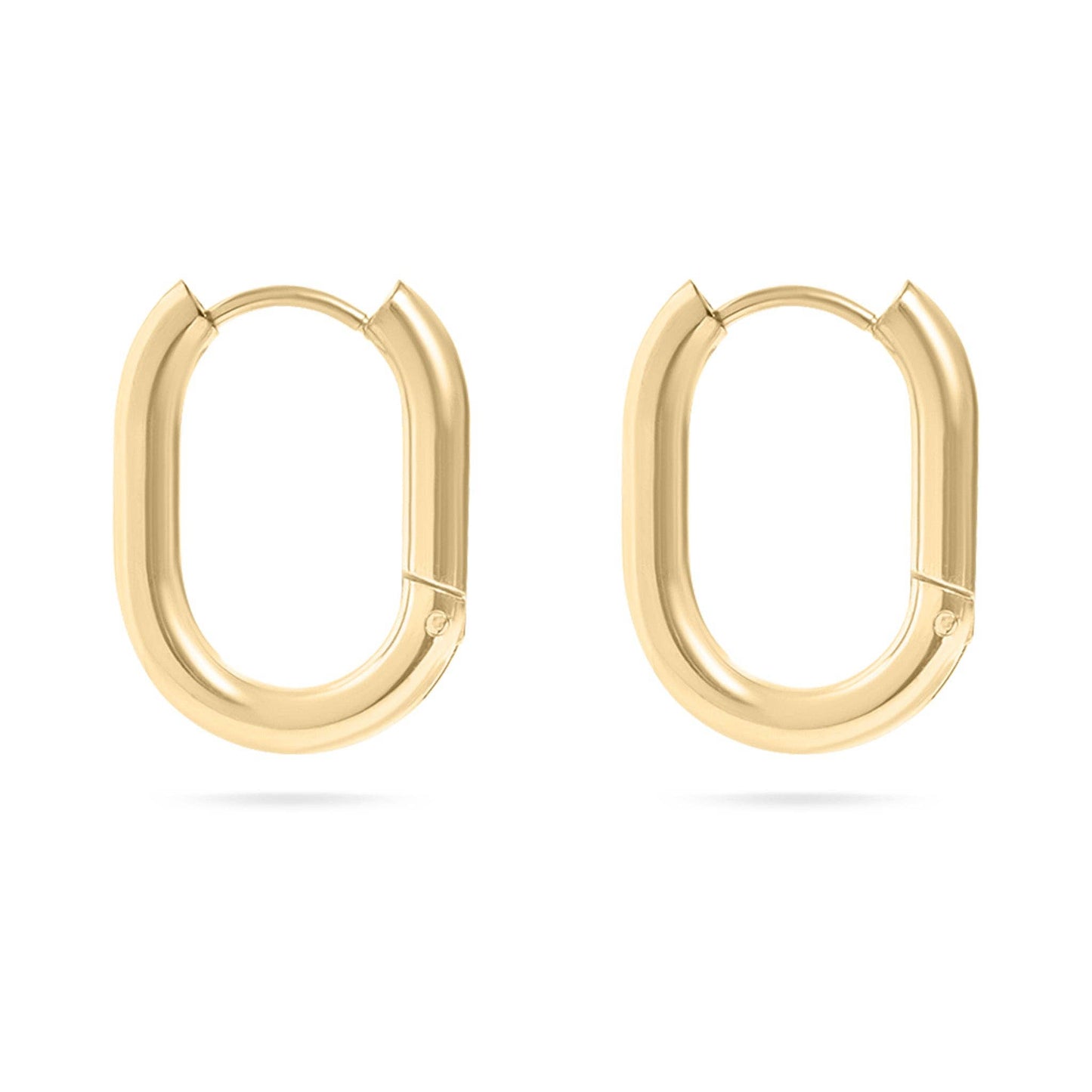 18K Gold PVD Stainless Steel Oval Huggie Earrings: Stainless / 15mm