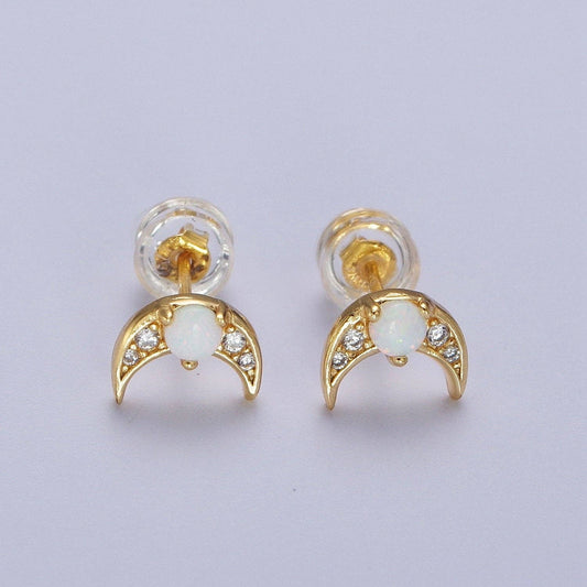 Crescent Moon Studs-24K Gold Filled