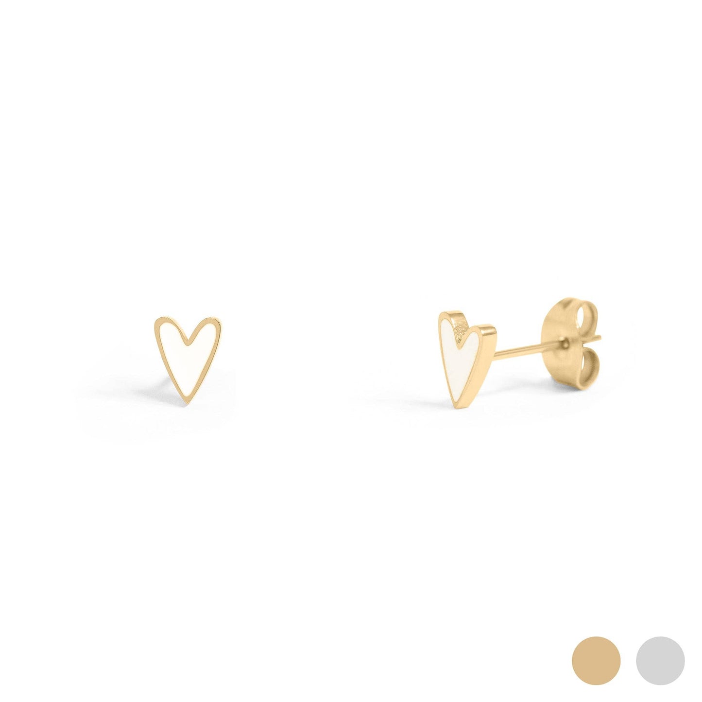 White Heart Earrings