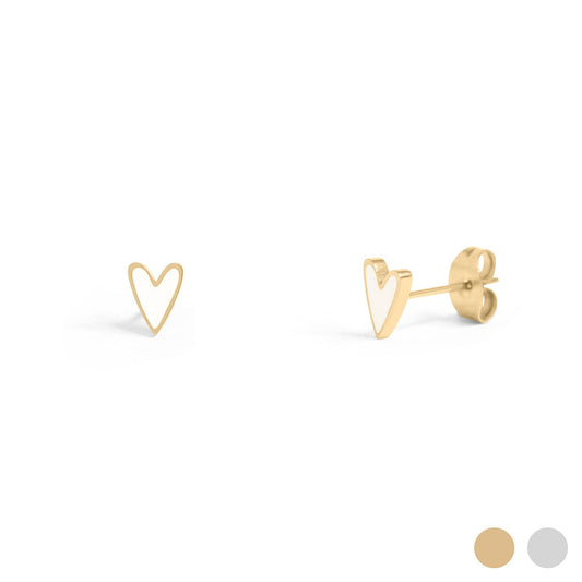White Heart Earrings