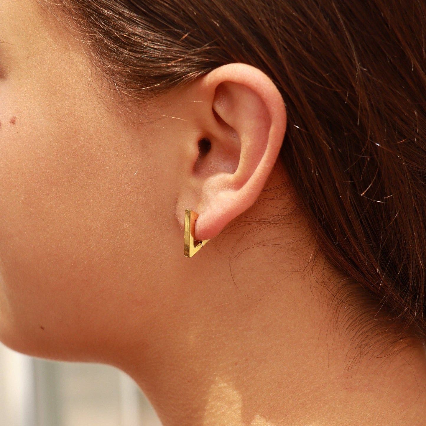 18K Gold PVD Stainless Steel Triangle Huggie Earrings