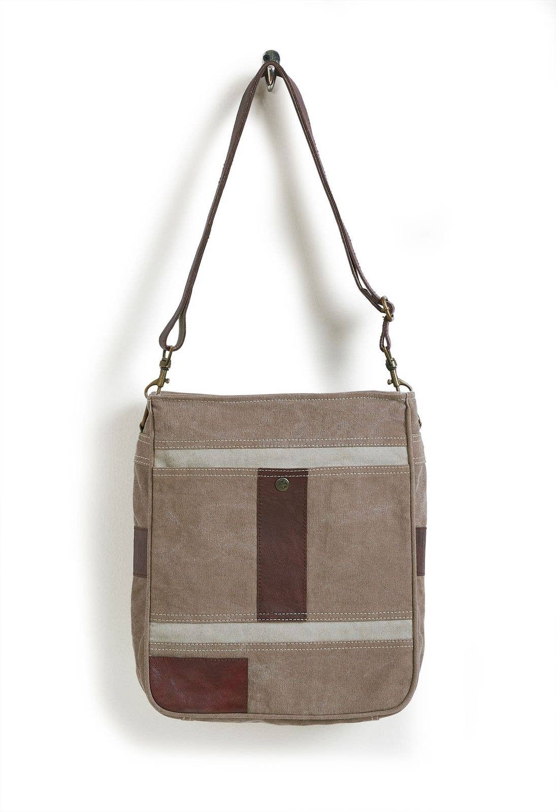 Cameron Up-Cycled Canvas Crossbody Bag - Oak