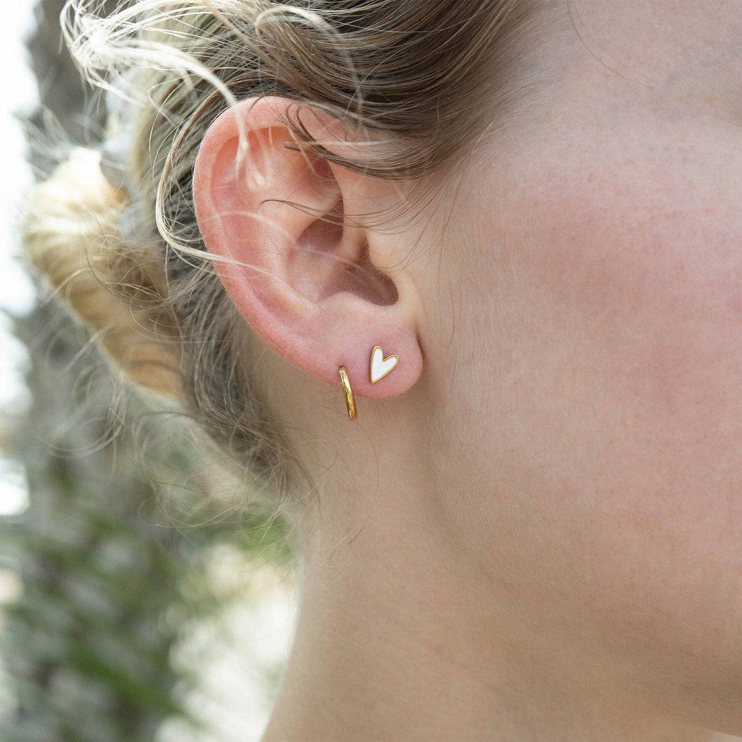 White Heart Earrings