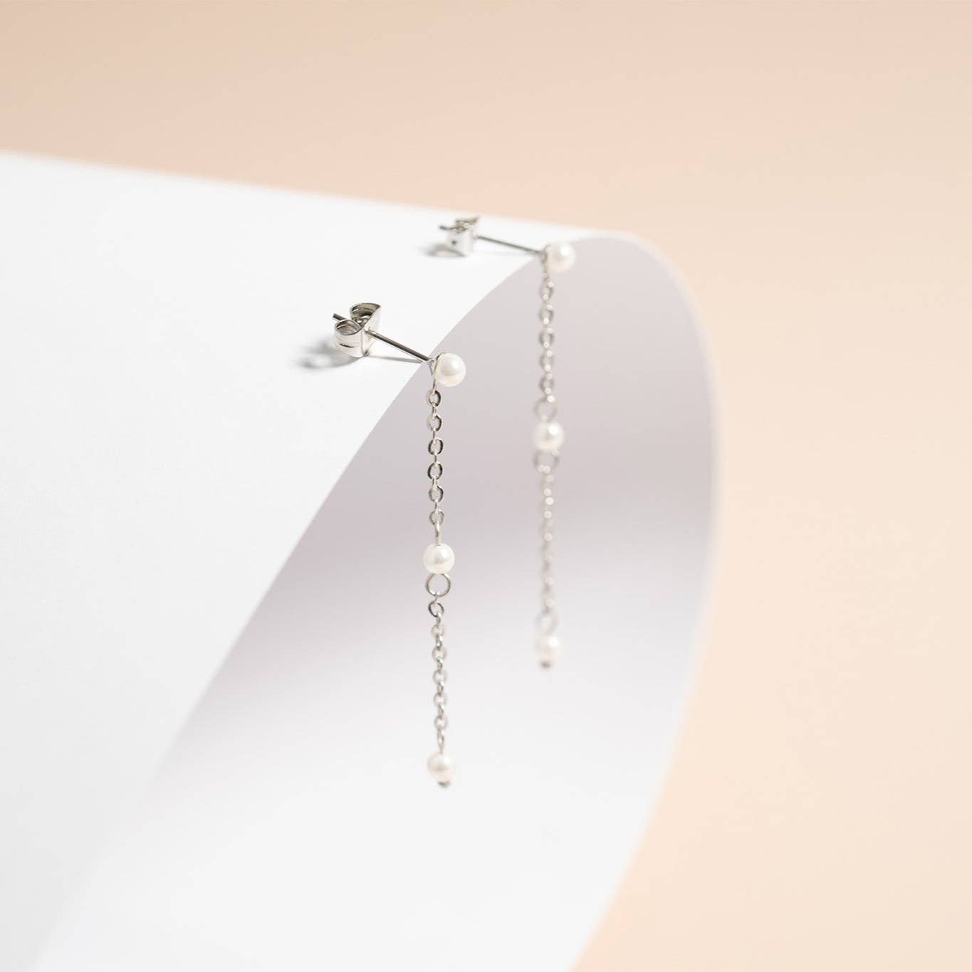 Pearl Chain Dangle Earrings