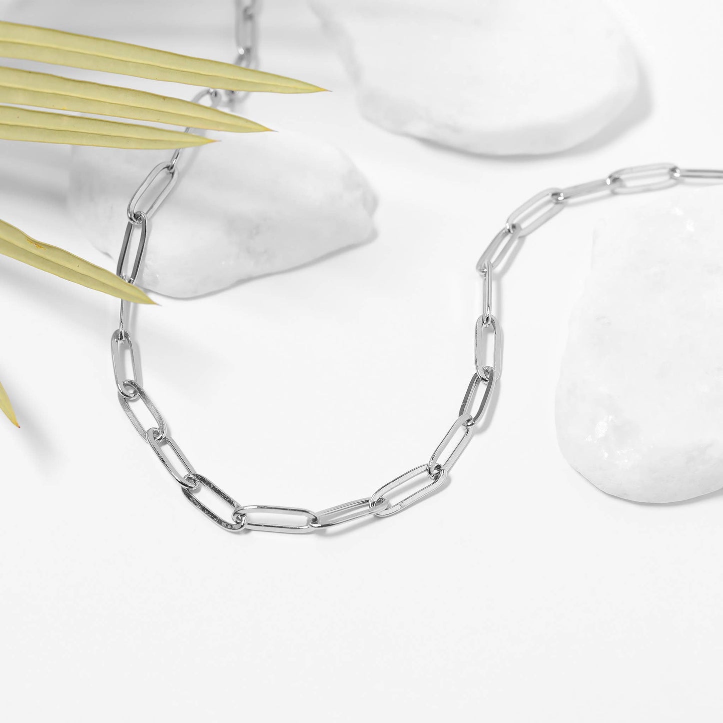 Stainless Steel Paperclip Chain Necklace: 14+02” / 4mm